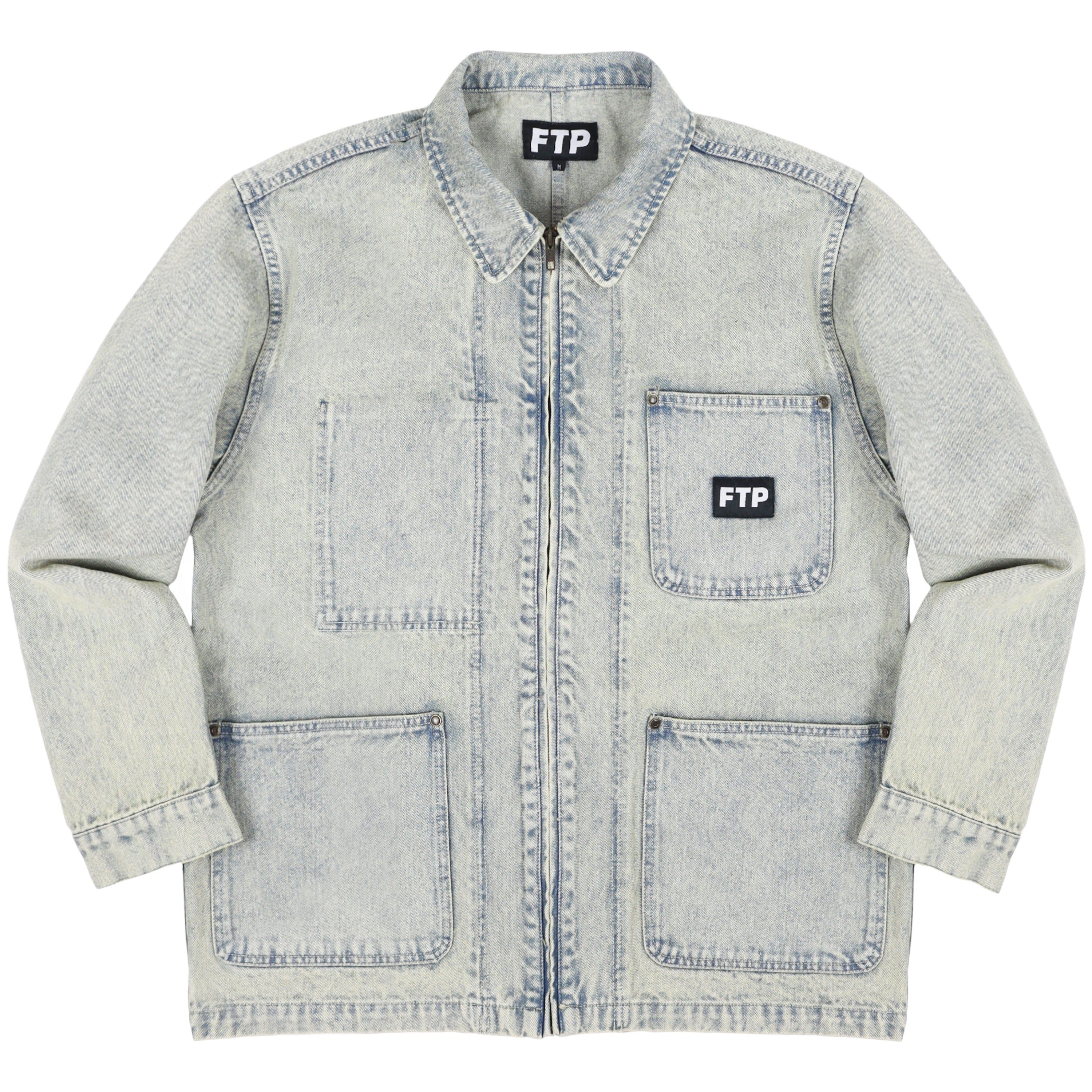 FRAYED DENIM LOGO CHORE JACKET(DIRT WASH) sold by FTP