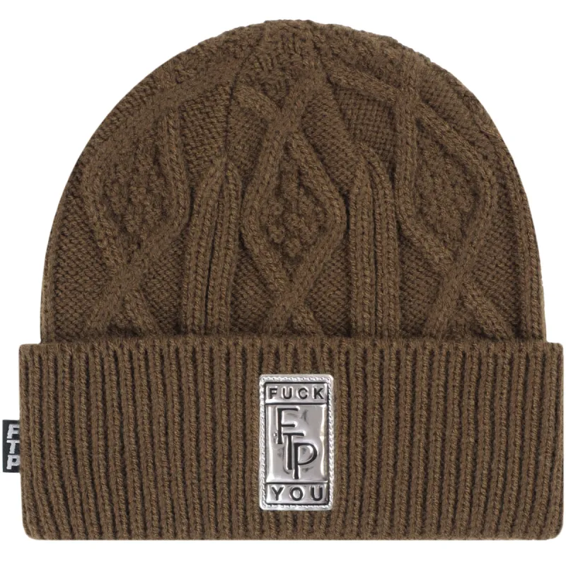 BIG BODY CABLE KNIT BEANIE(BROWN) sold by FTP