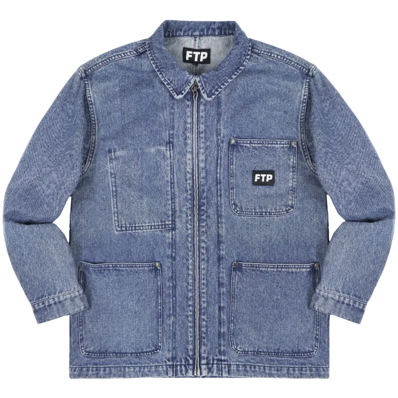 FRAYED DENIM LOGO CHORE JACKET(WASHED INDIGO) sold by FTP