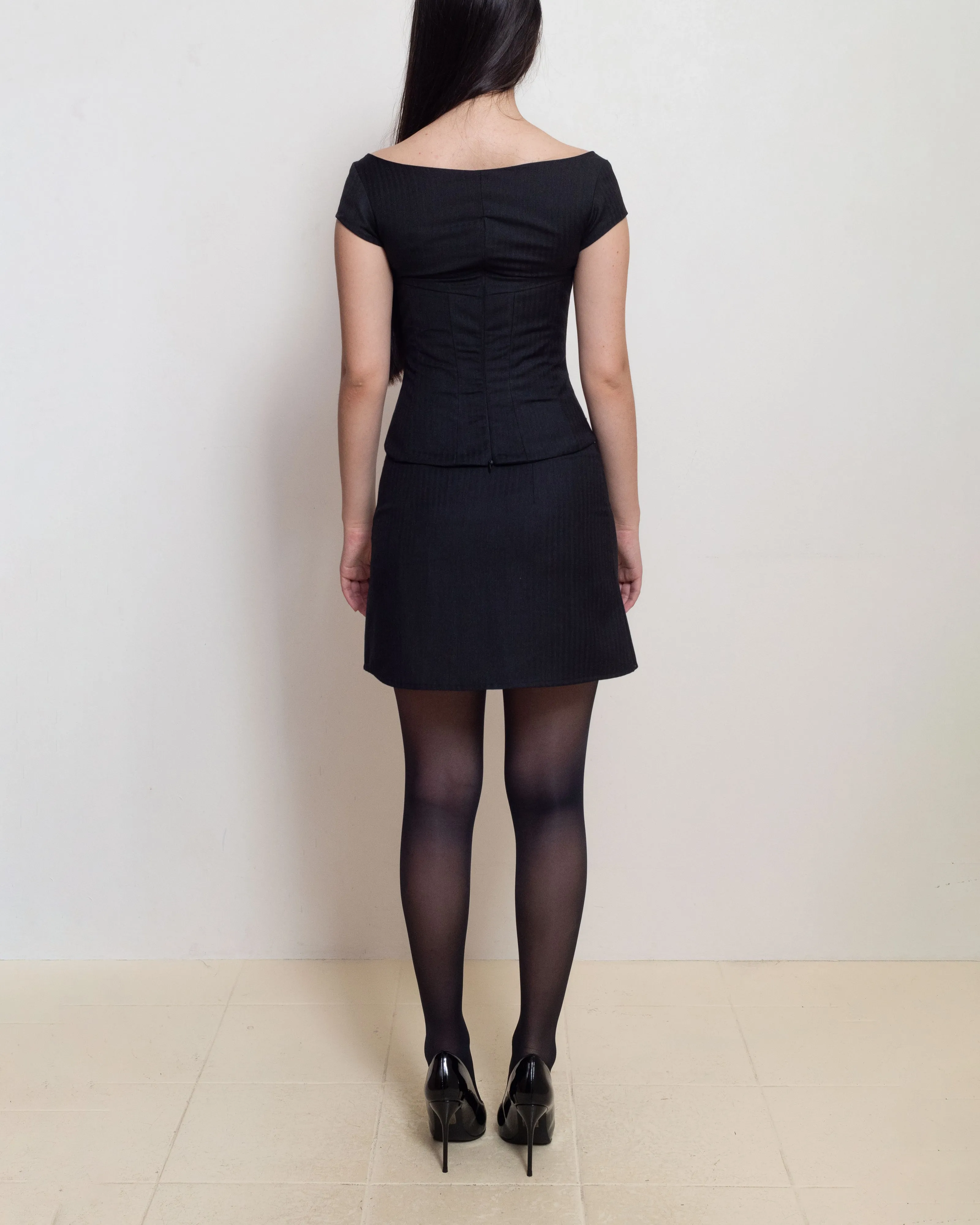 Black Herringbone Corselette Top sold by Cafe Forgot product image thumbnail 5
