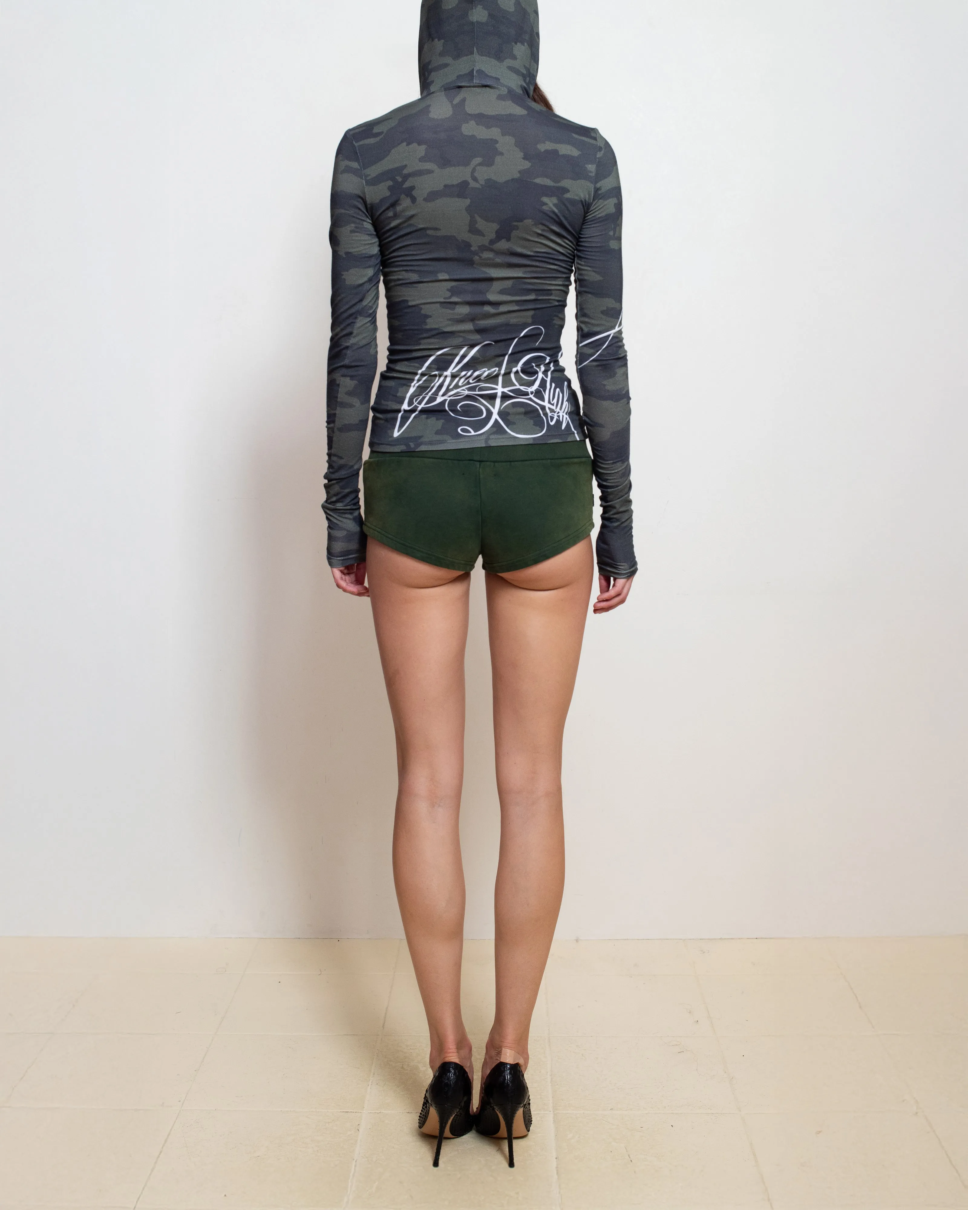 Utility Booty Shorts in Khaki sold by Cafe Forgot product image thumbnail 5