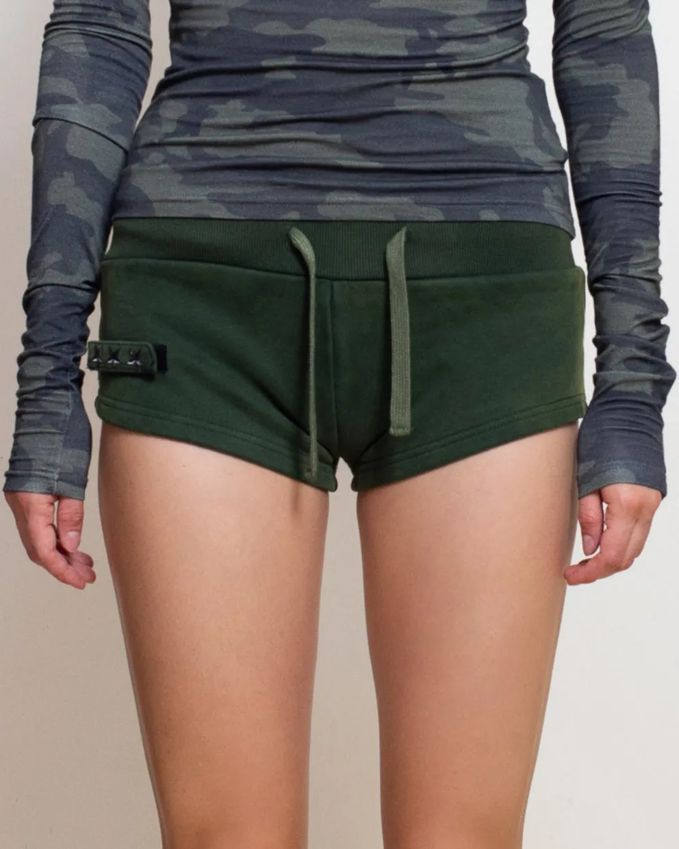 Utility Booty Shorts in Khaki sold by Cafe Forgot