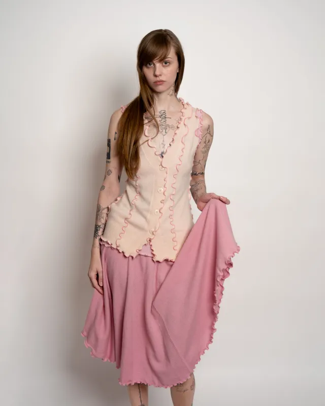 Pink Button Down Vest made by Cafe Forgot