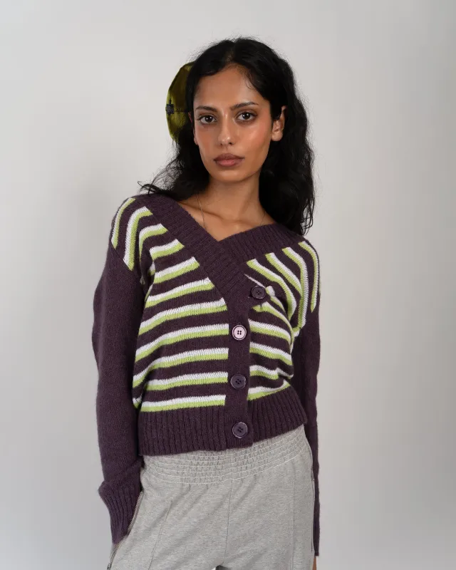 Neon Stripe V-Neck Cardigan made by Cafe Forgot