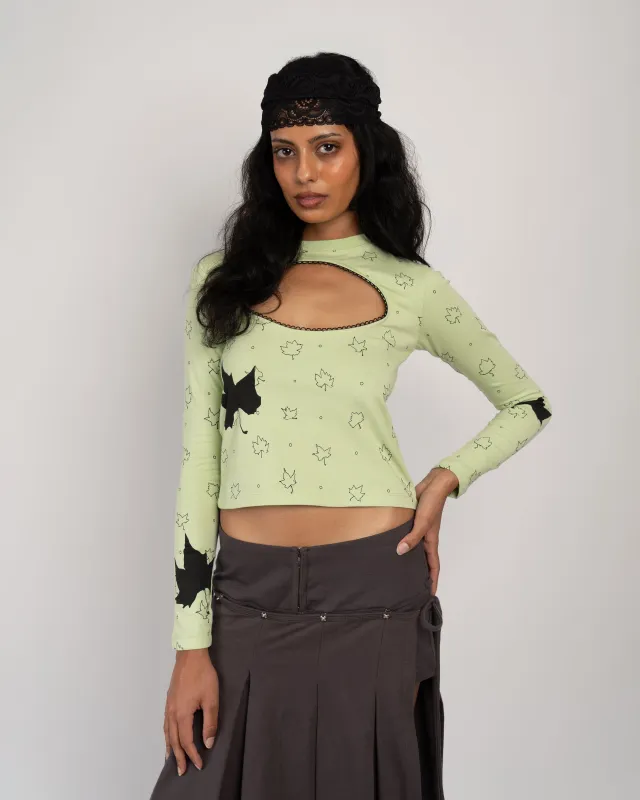 Logo Removal Long Sleeve in Green made by Cafe Forgot