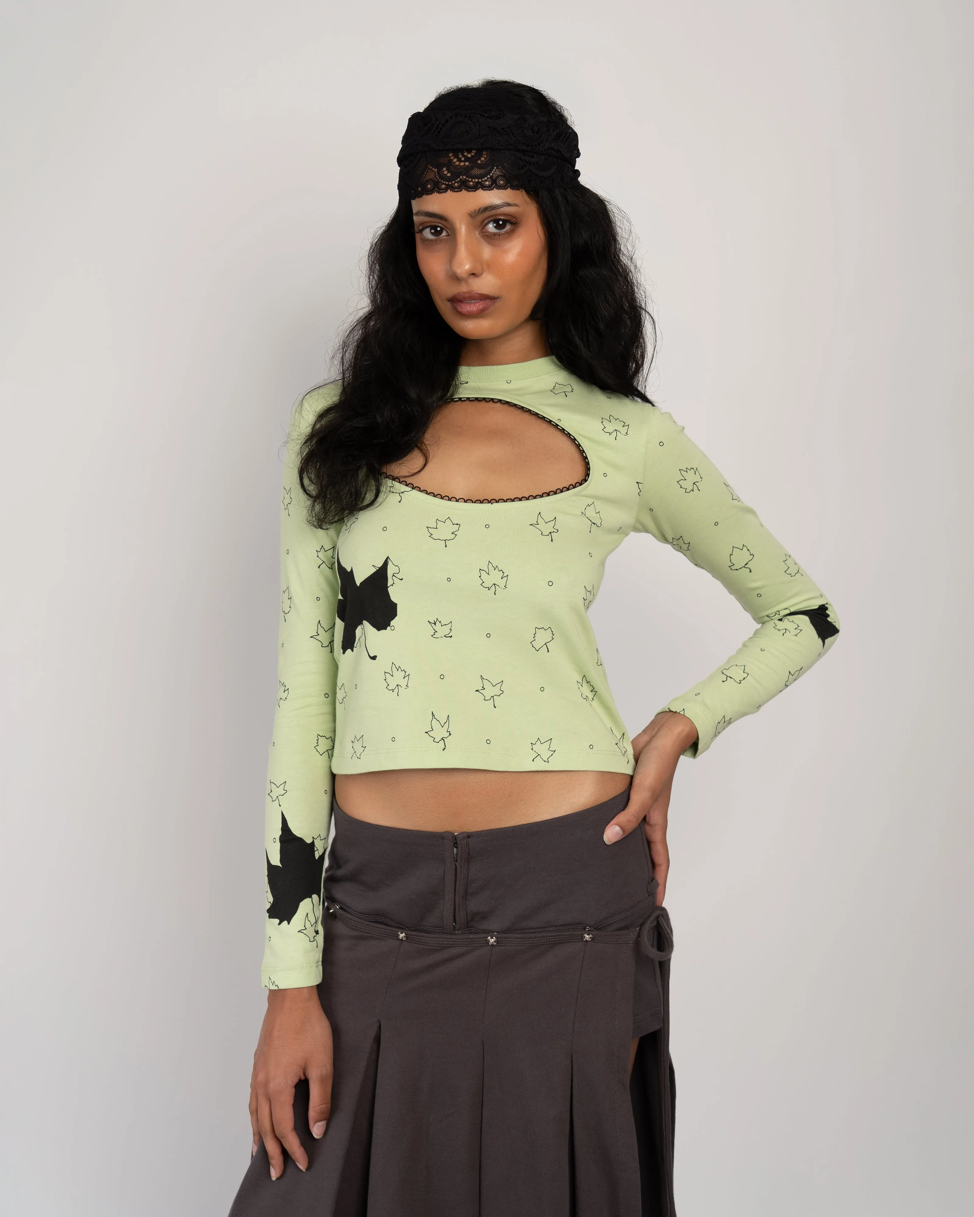 Logo Removal Long Sleeve in Green sold by Cafe Forgot