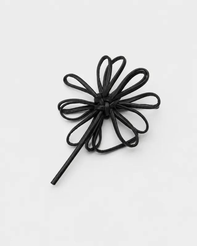 Black Leather Mignon Flower Pin made by Cafe Forgot