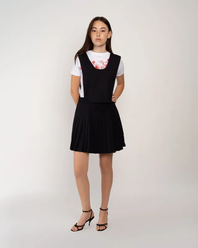 Navy Pleated Pinafore made by Cafe Forgot