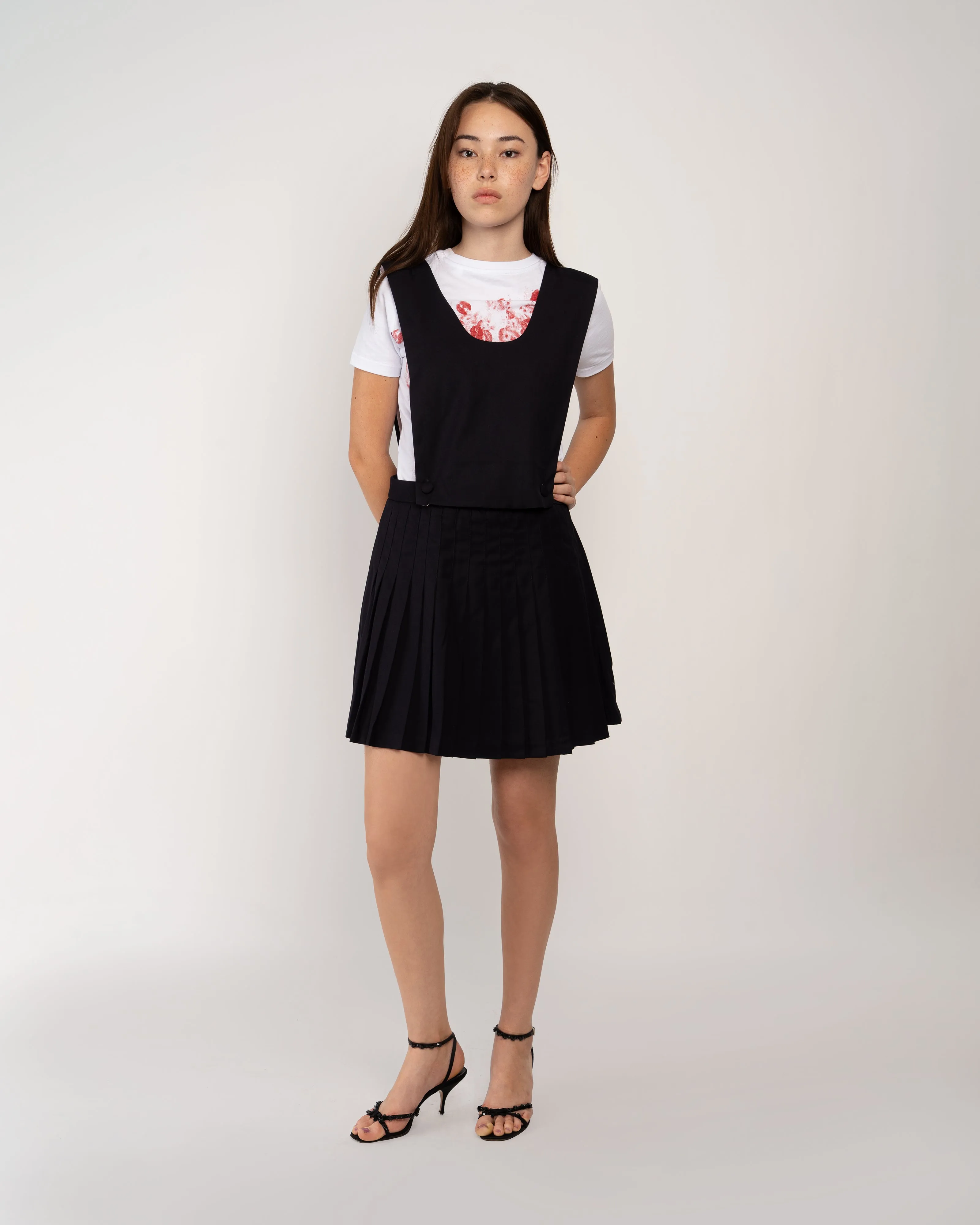 Navy Pleated Pinafore sold by Cafe Forgot