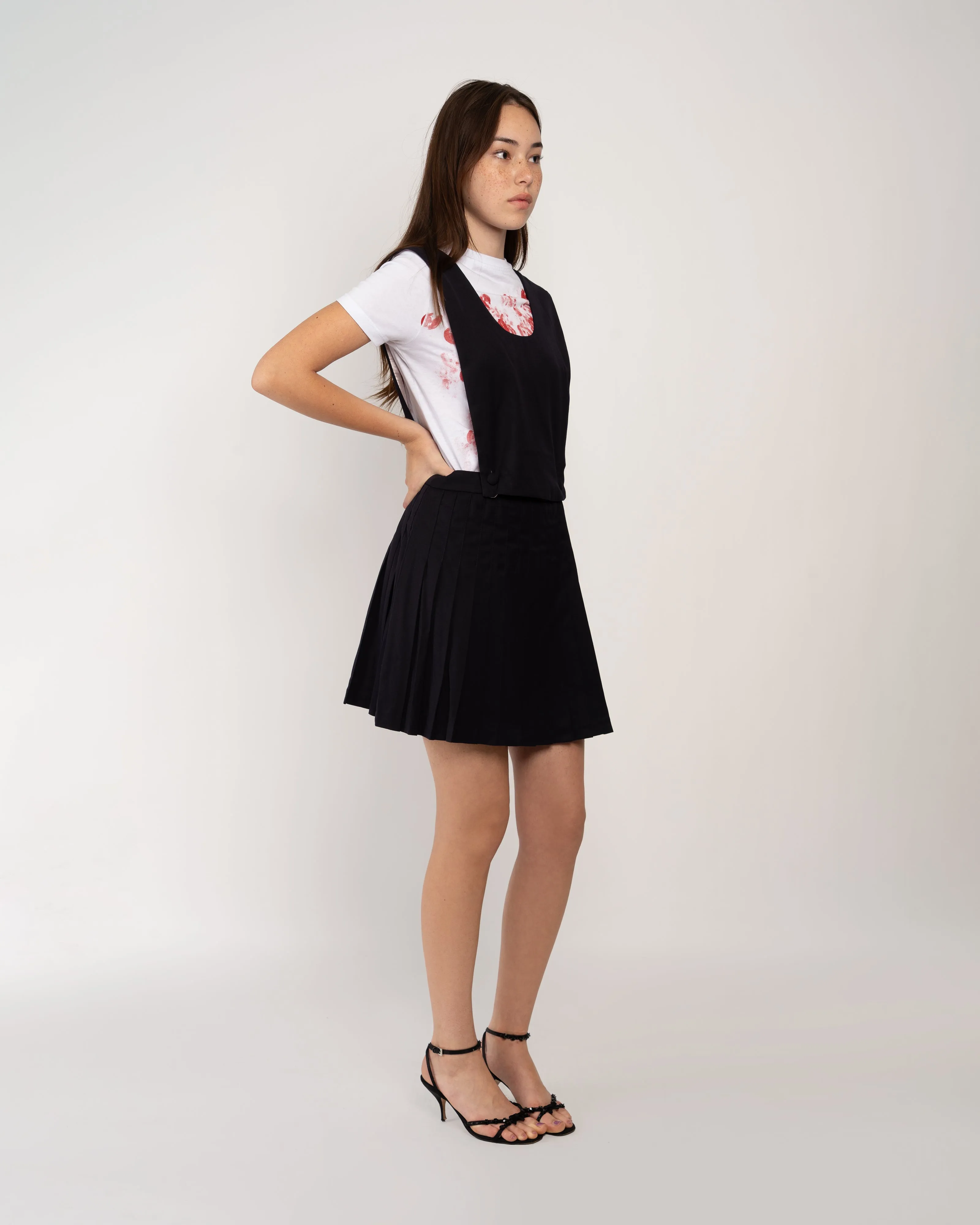 Navy Pleated Pinafore sold by Cafe Forgot product image thumbnail 2