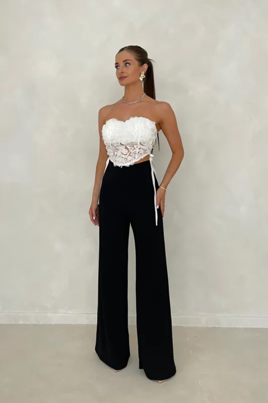 RAE Black High Waisted Wide Leg Trousers sold by Talliah Rose UK