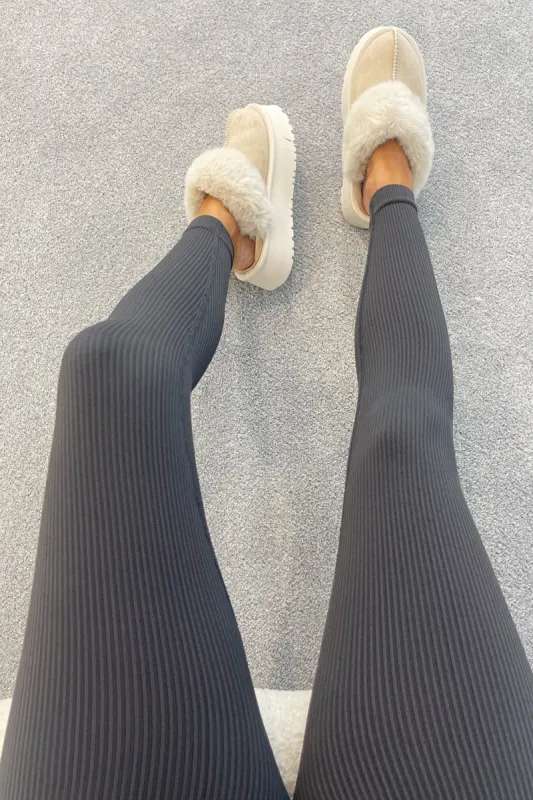 HONEY High Waisted Thick Rib Seamless Leggings (Slate Grey) sold by Talliah Rose UK