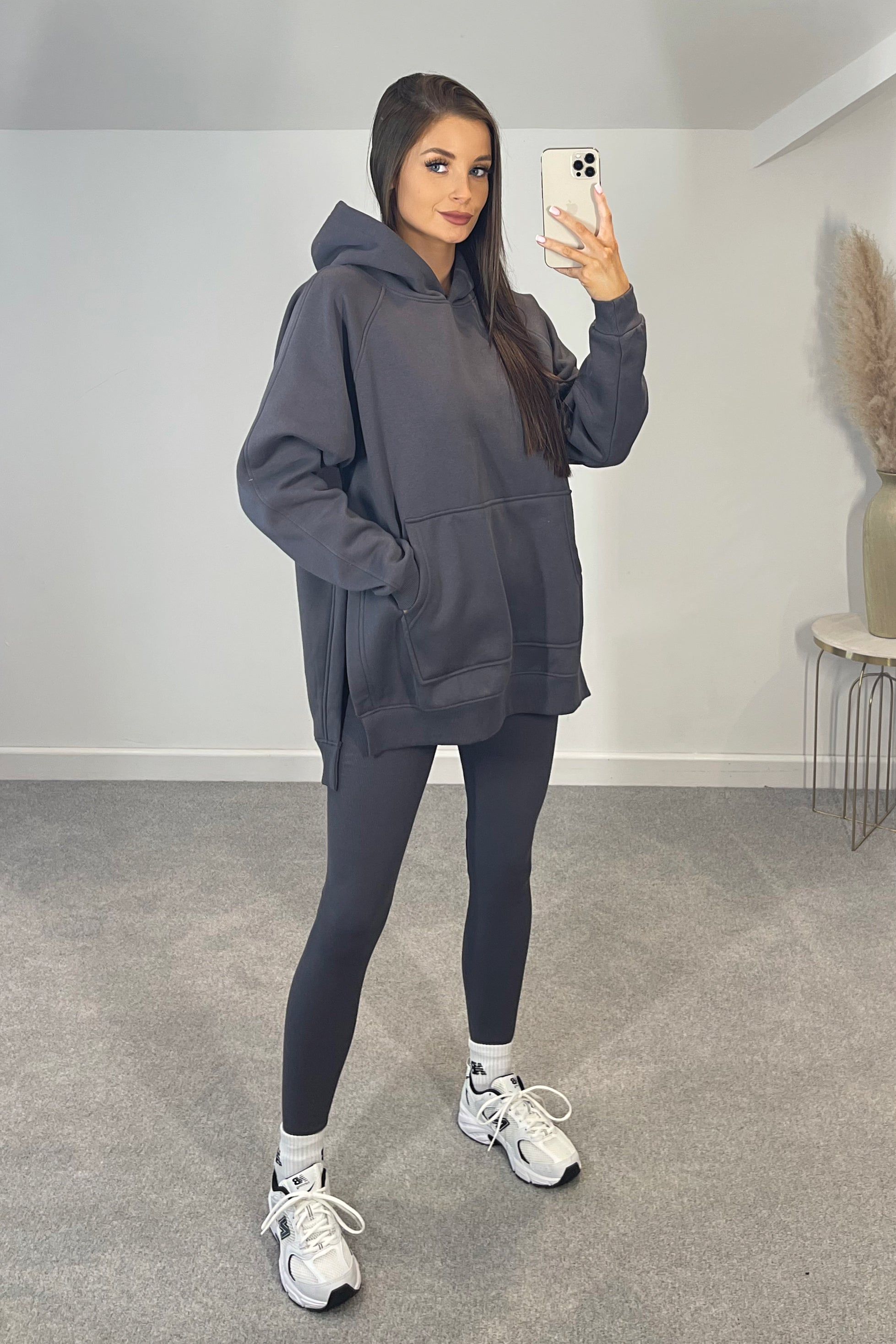 BONNIE 80% Cotton Oversized Hoodie & Ribbed Leggings Set (Slate Grey) sold by Talliah Rose UK
