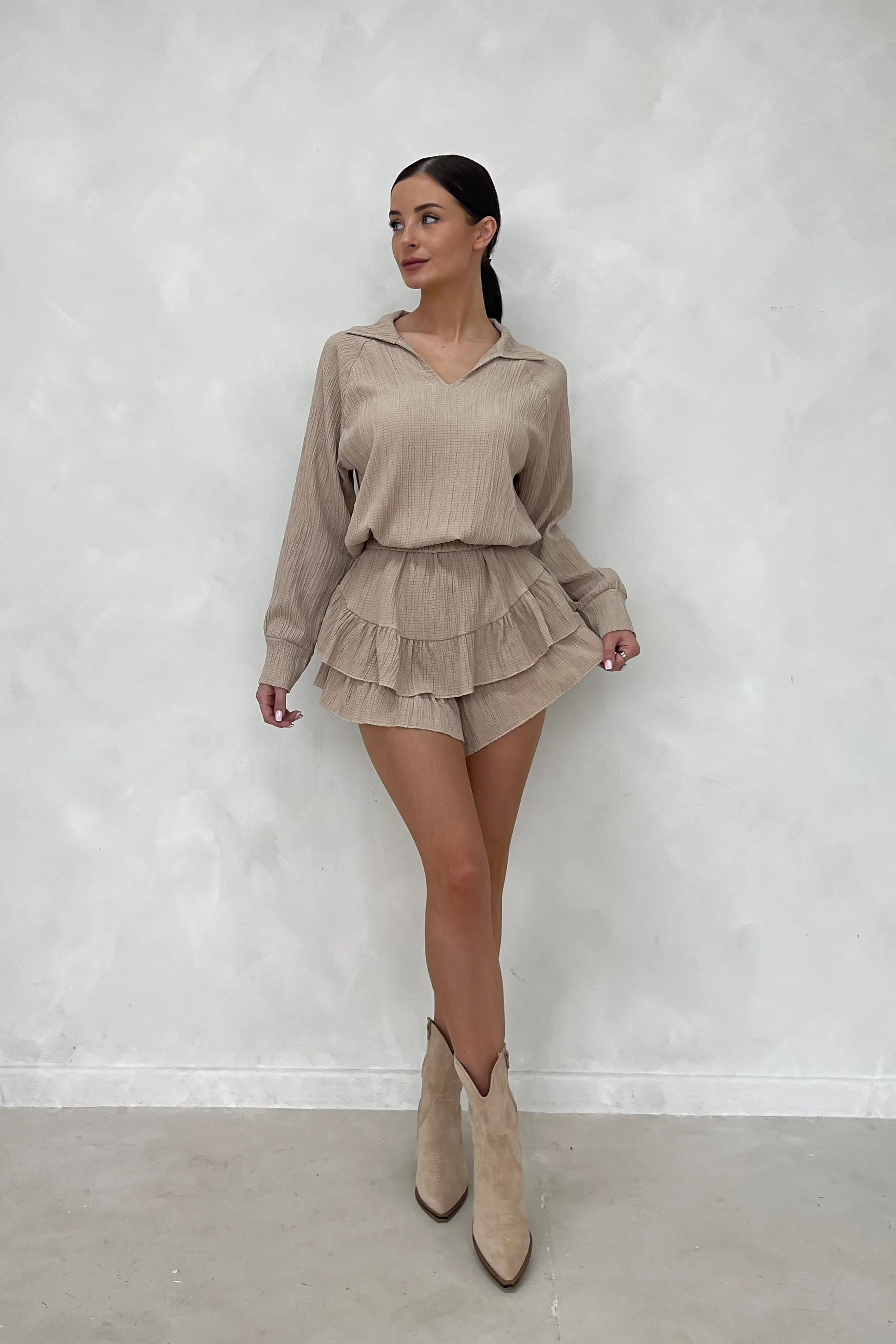 VICTORIA Textured Frill Shirt & Skort Co Ord sold by Talliah Rose UK