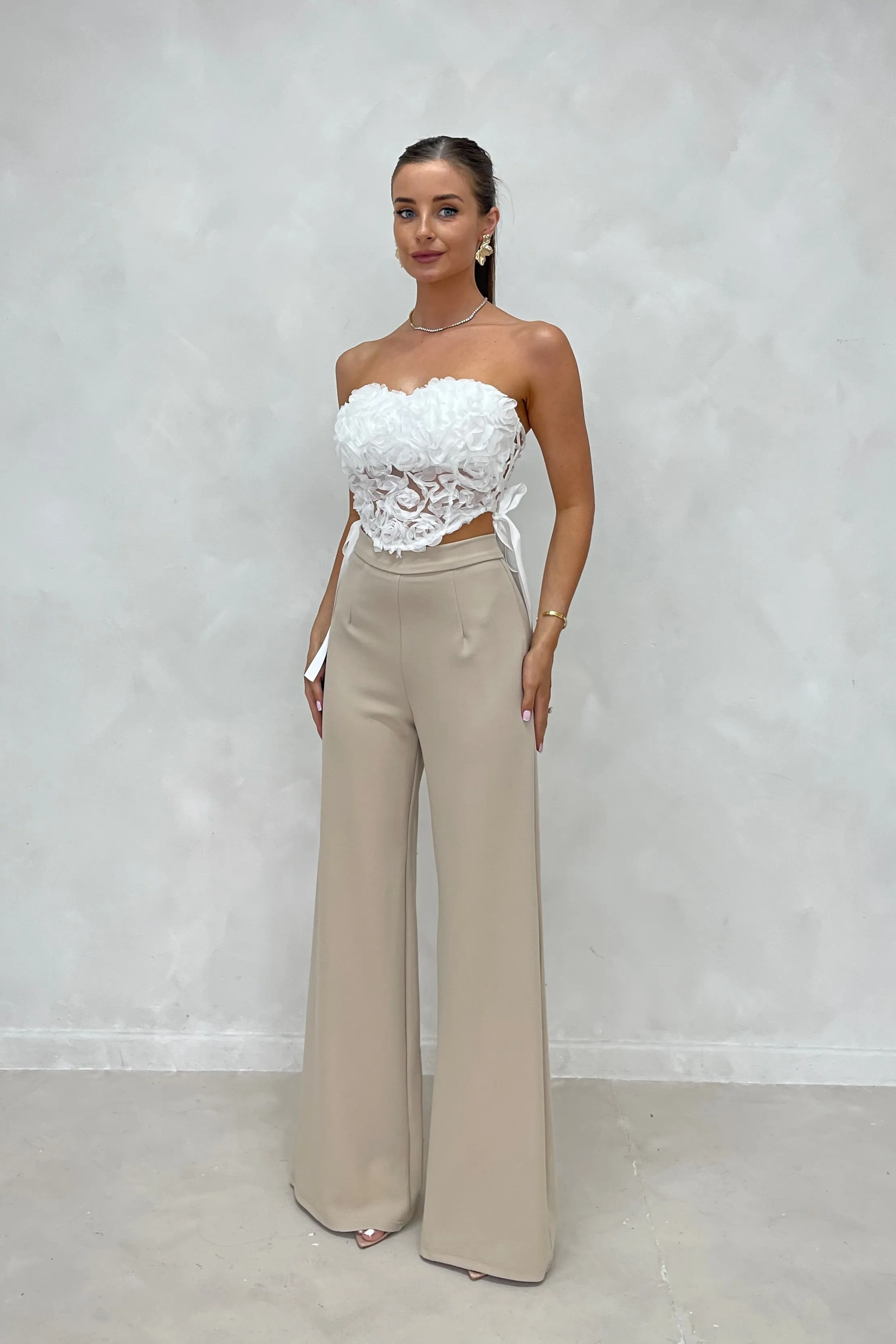 EVE White 3D Floral Lace Side Bandeau Top sold by Talliah Rose UK product image thumbnail 2