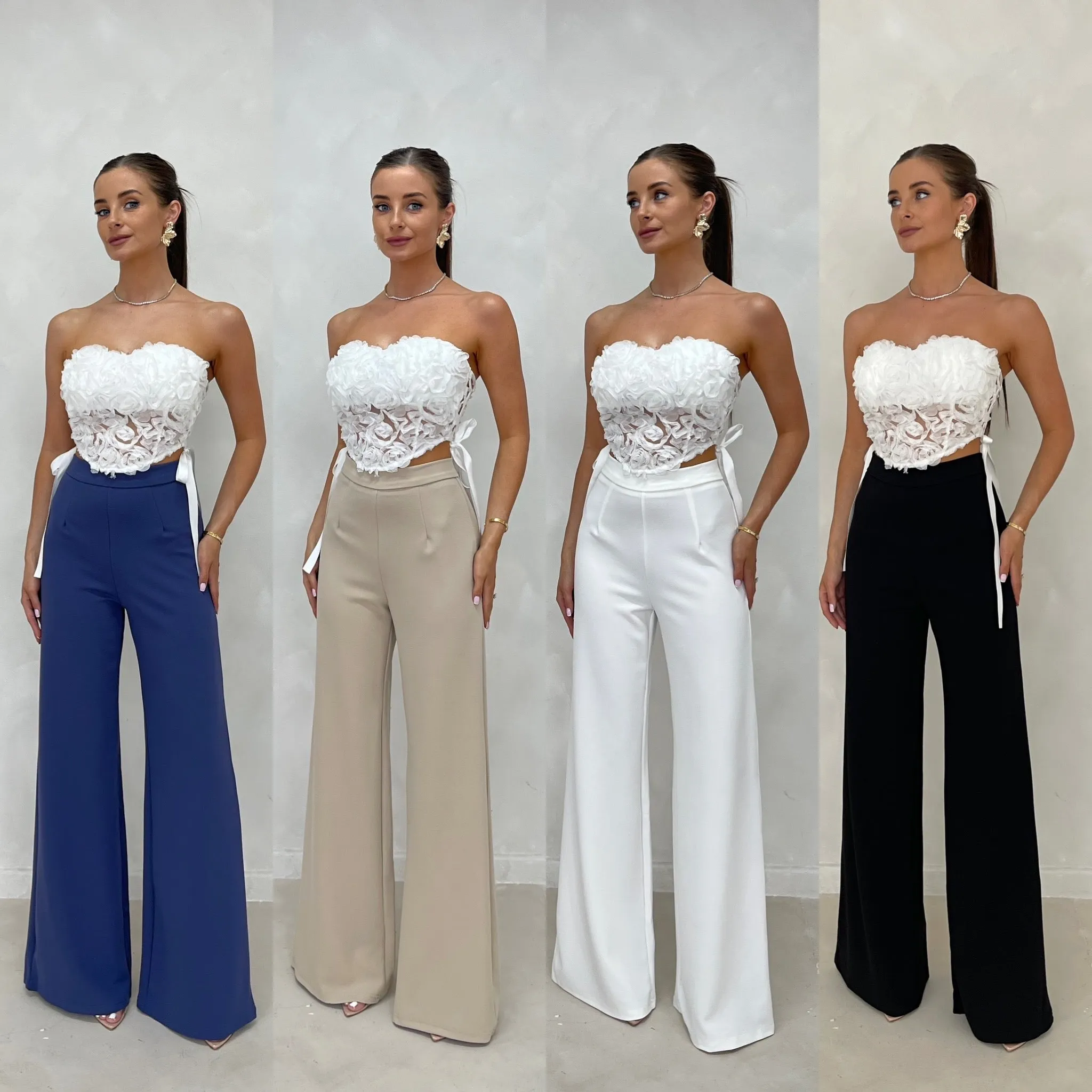 RAE Thick High Waisted Wide Leg Trousers (4 colours) sold by Talliah Rose UK