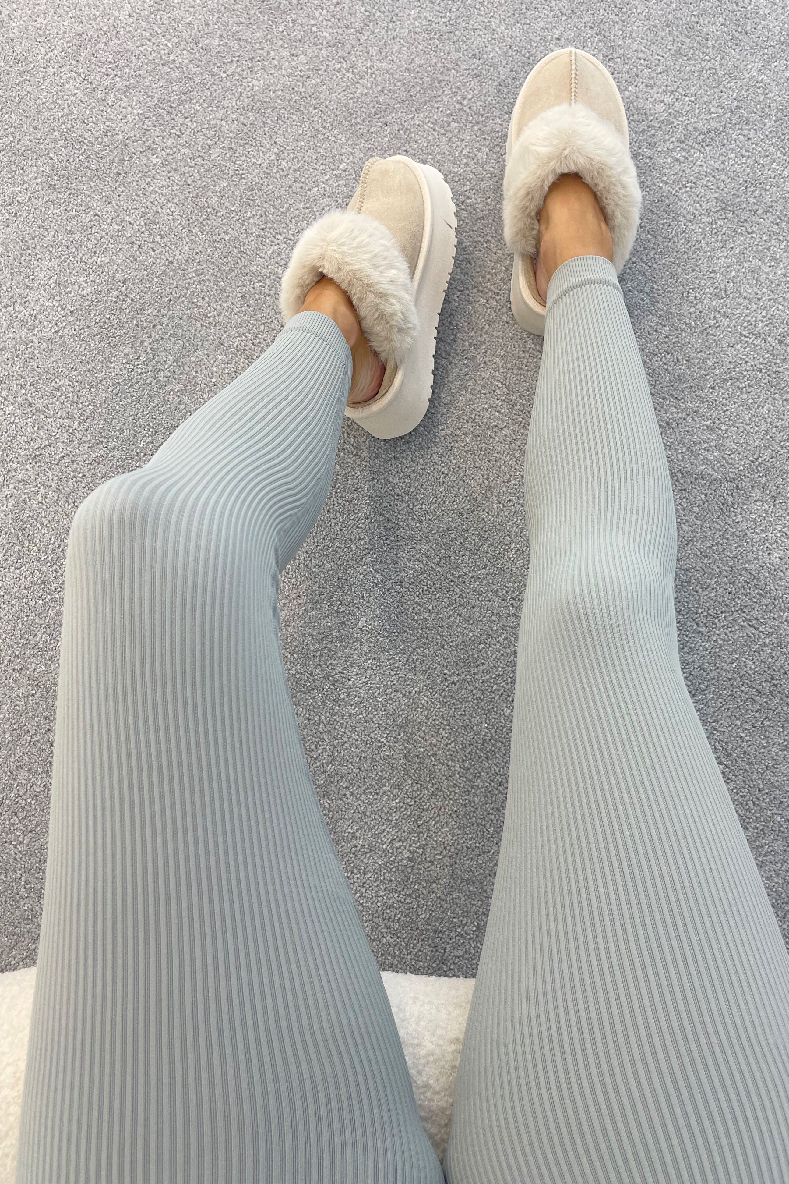 HONEY High Waisted Thick Rib Seamless Leggings (Light Grey) sold by Talliah Rose UK