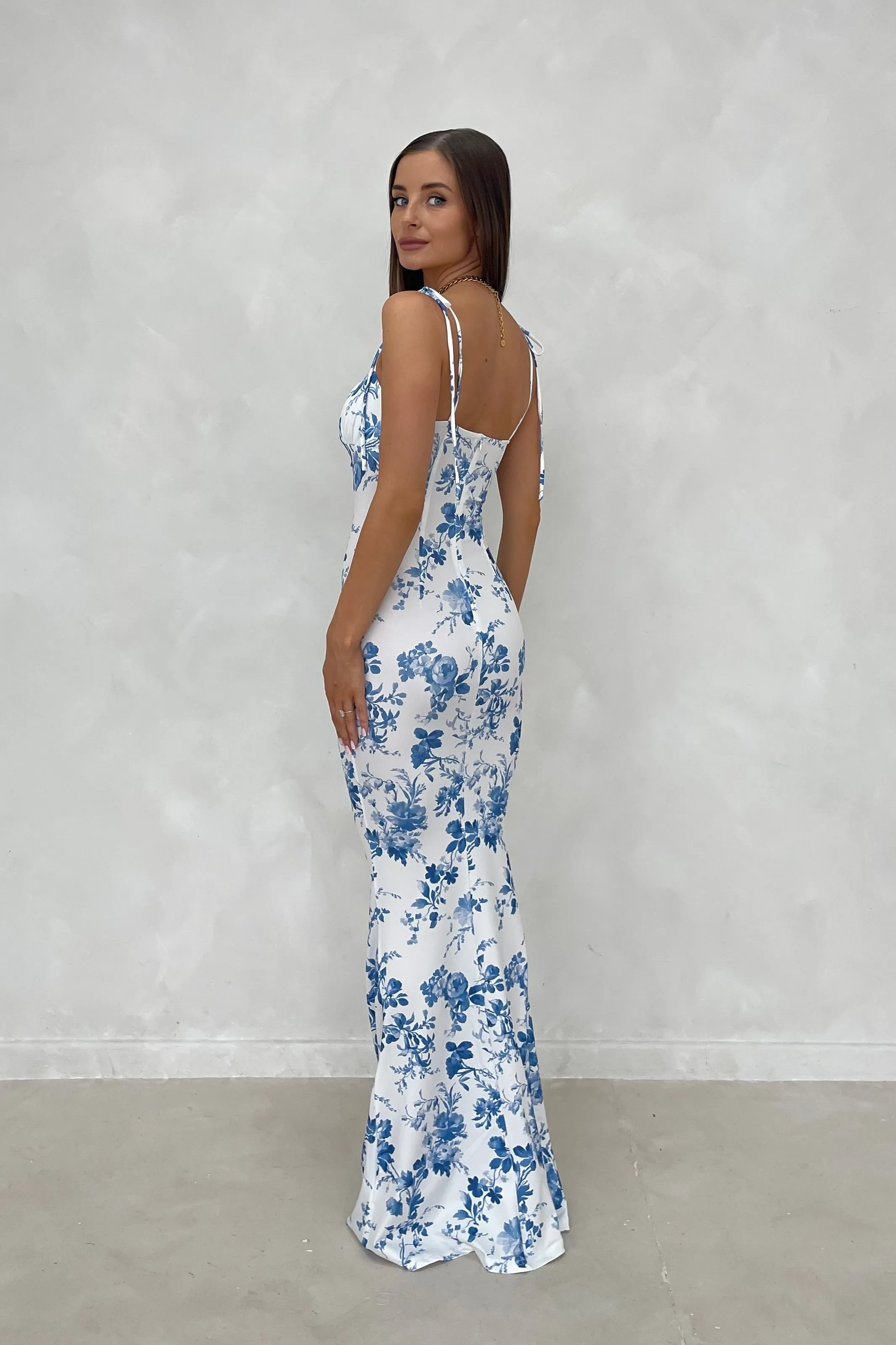 TIA Floral Milkmaid Sculpting Maxi Dress sold by Talliah Rose UK product image thumbnail 2