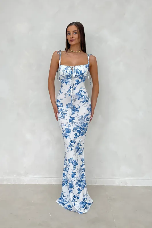 TIA Floral Milkmaid Sculpting Maxi Dress sold by Talliah Rose UK