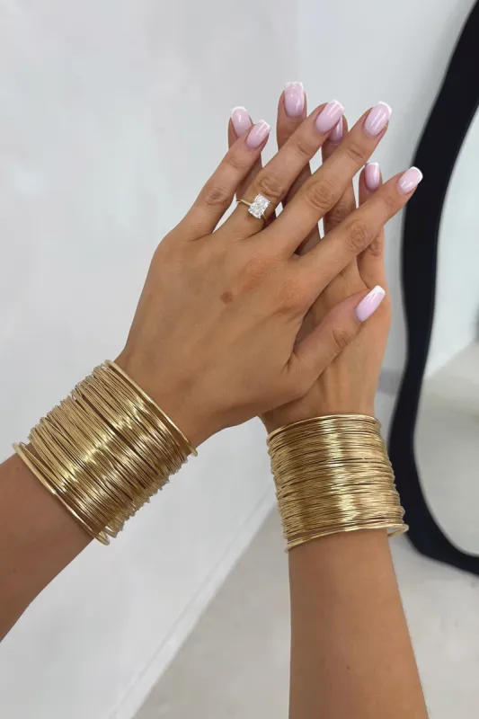 CARLY Gold Metal Wrist Cuff Bangles (set of 2) sold by Talliah Rose UK