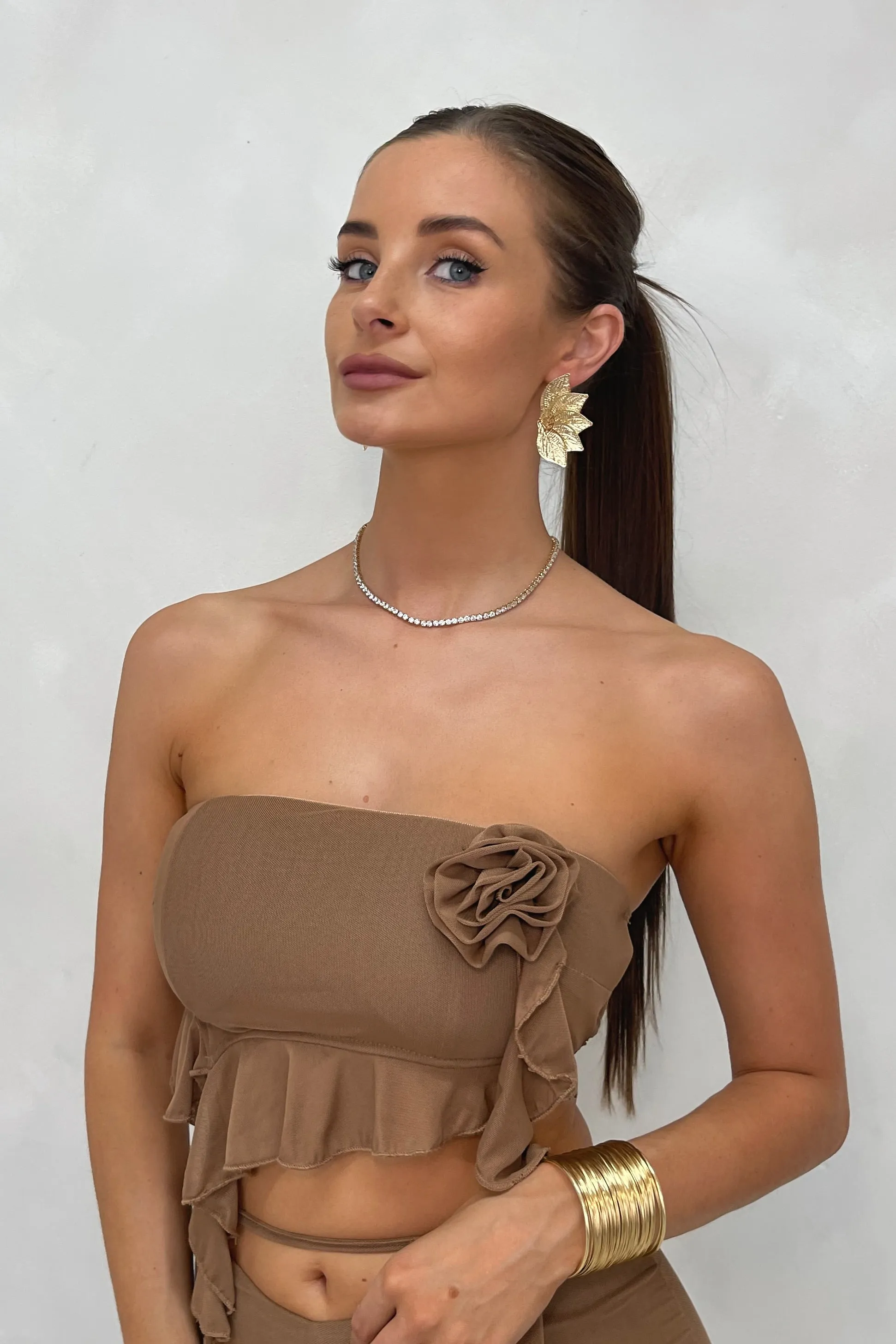 CASSEY Gold Half Flower Leaf Earrings sold by Talliah Rose UK