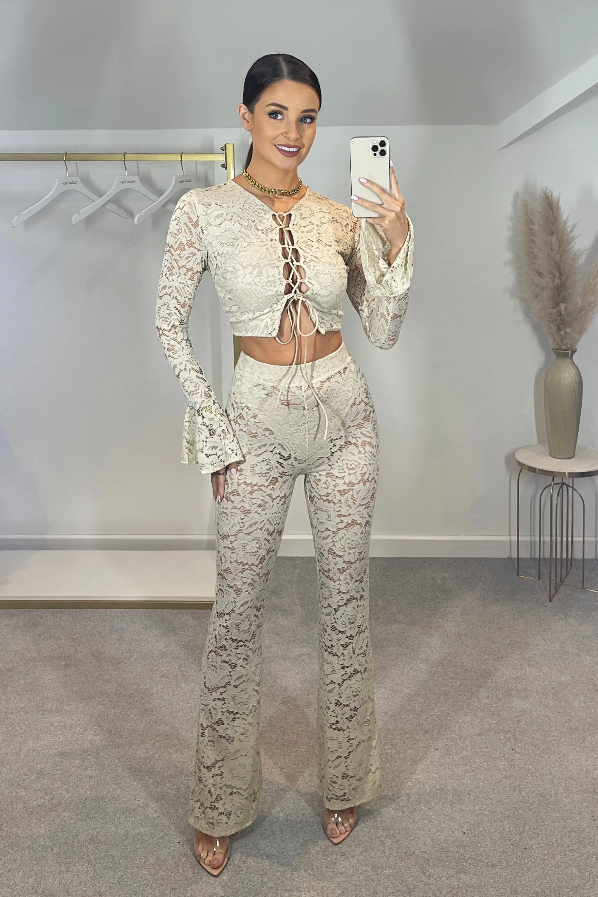 MATILDA Lace Trouser Co Ord (Beige) sold by Talliah Rose UK