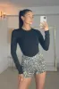 BROOKE Leopard Print Ombré Diamanté High Waisted Stretch Denim Shorts sold by Talliah Rose UK