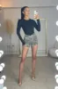 BROOKE Leopard Print Ombré Diamanté High Waisted Stretch Denim Shorts sold by Talliah Rose UK
