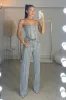RUBY Premium Diamanté Strip High Waisted Denim Jeans in Grey sold by Talliah Rose UK