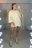 ISLA Textured Oversized T Shirt Dress in Light Beige sold by Talliah Rose UK