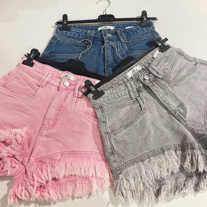 OPAL High Waisted Frayed Edge Acid Wash Denim Shorts in Candy Pink sold by Talliah Rose UK
