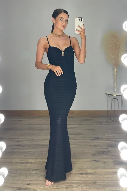 EVIE Textured Stretchy Fitted Bodycon Maxi Dress sold by Talliah Rose UK