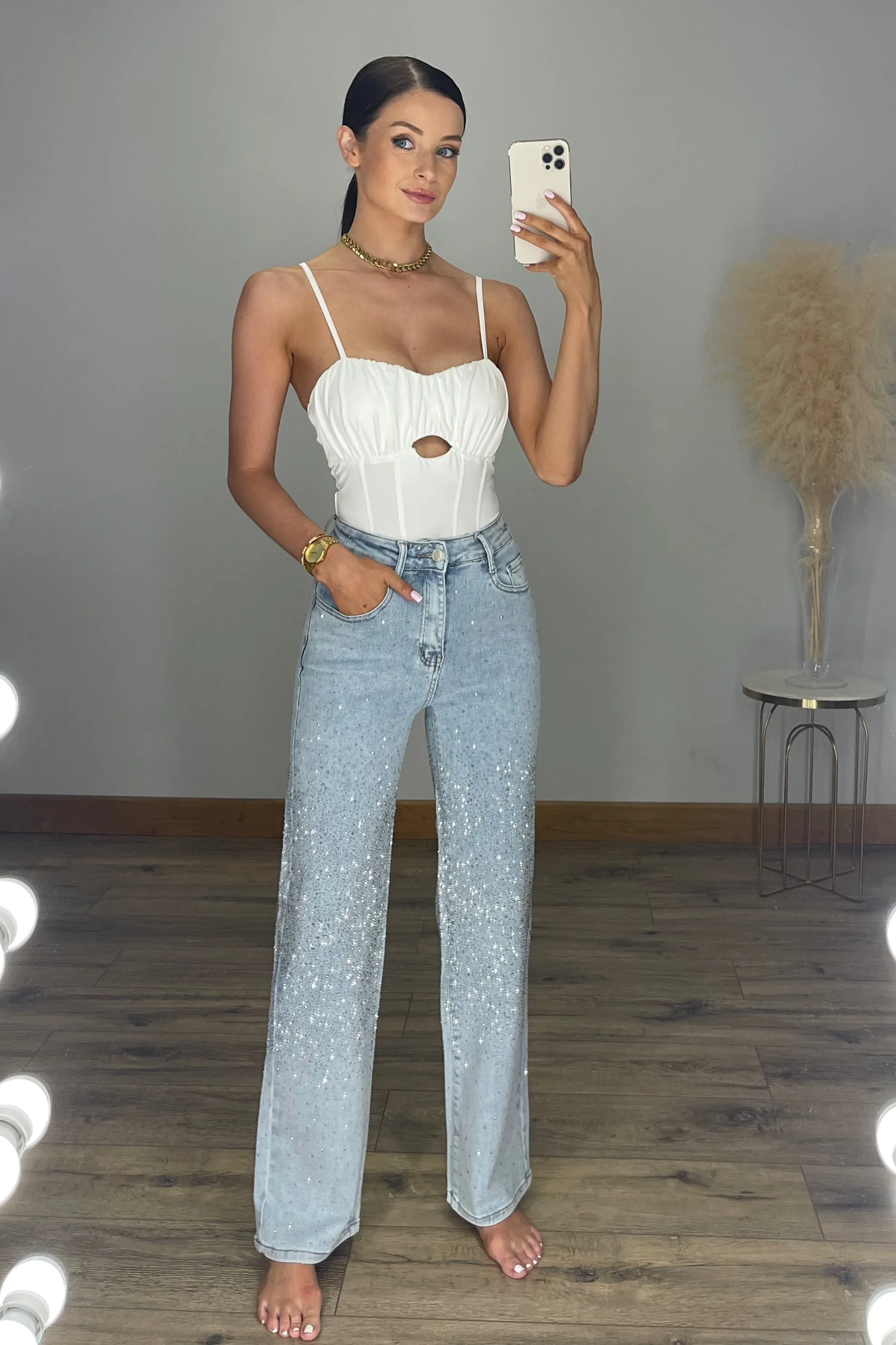 RIVER Ombré Diamanté Jeans in Light Blue *petite* sold by Talliah Rose UK