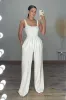 SKYE Buttery Soft Pin-Tuck Wide Leg Joggers in White sold by Talliah Rose UK
