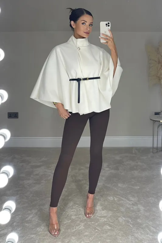 The VICTORIA Belted Cape | Vanilla sold by Talliah Rose UK
