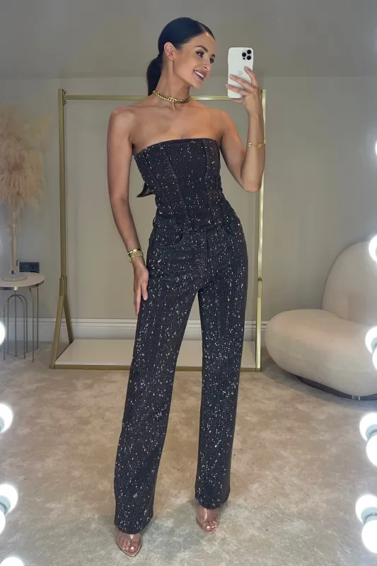 The ERIN Diamanté Jeans | Chocolate sold by Talliah Rose UK