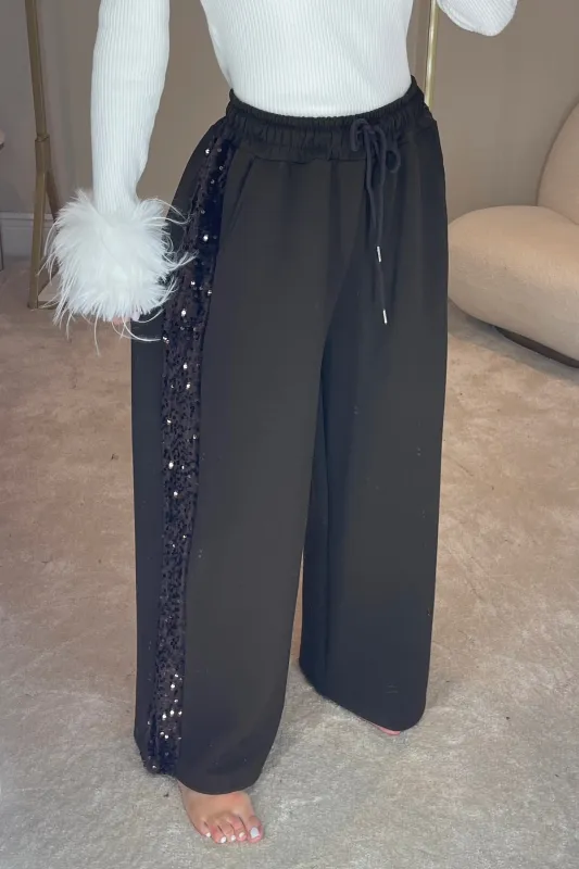 The ELLIE Sequin Joggers | Dark Chocolate sold by Talliah Rose UK