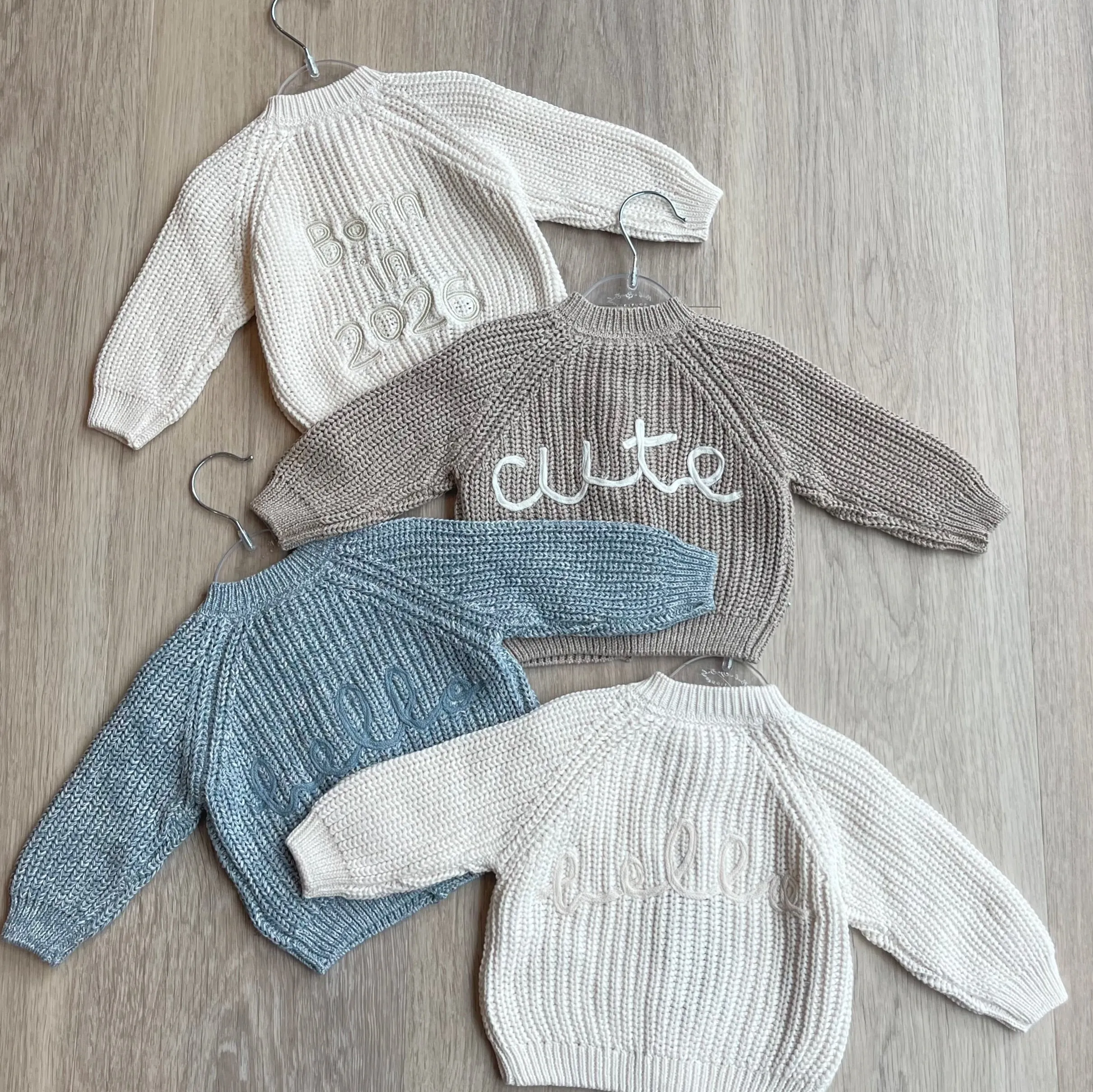 Born in 2026 Chunky Knit Cardigan in Cream sold by Talliah Rose UK product image thumbnail 4