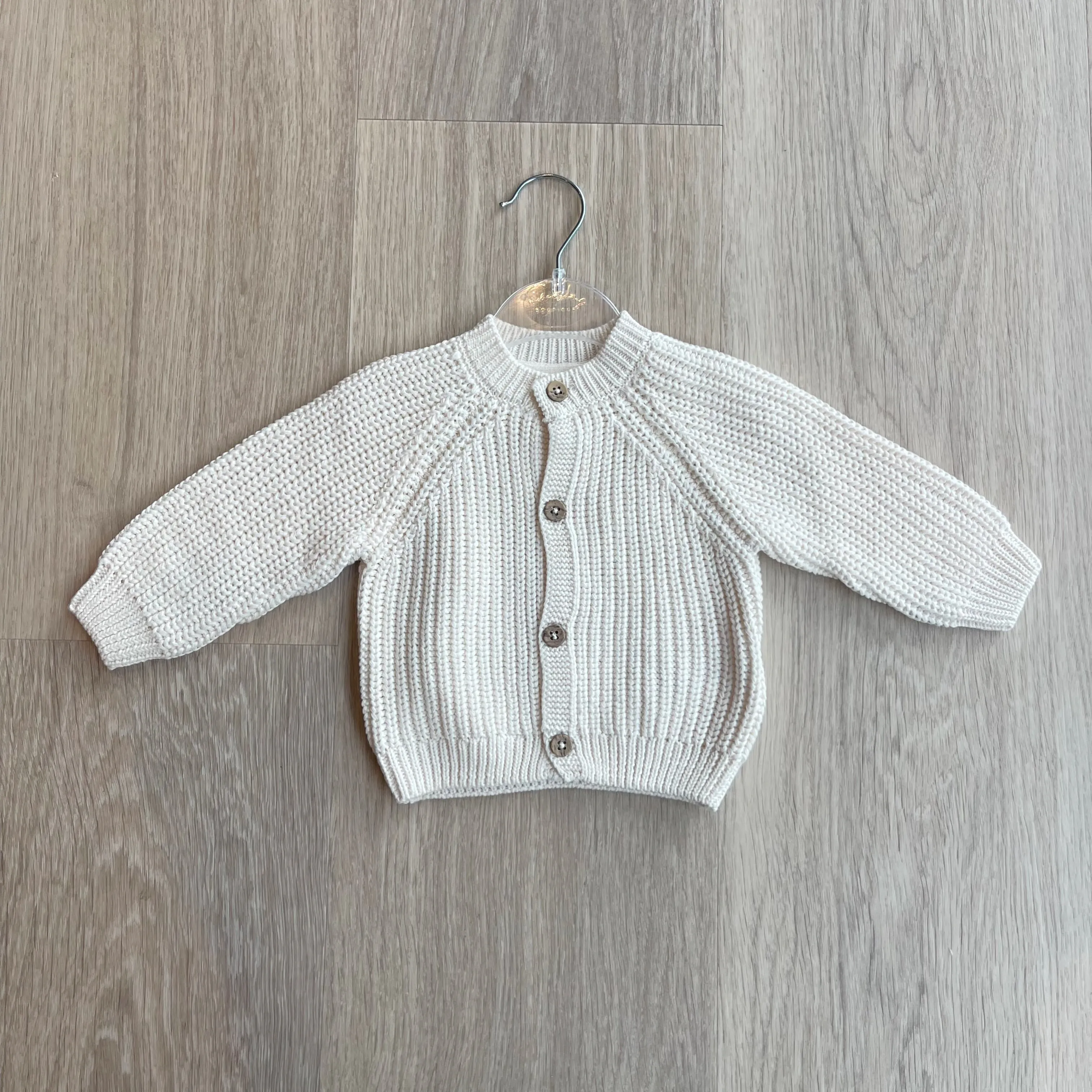 Born in 2026 Chunky Knit Cardigan in Cream sold by Talliah Rose UK product image thumbnail 3
