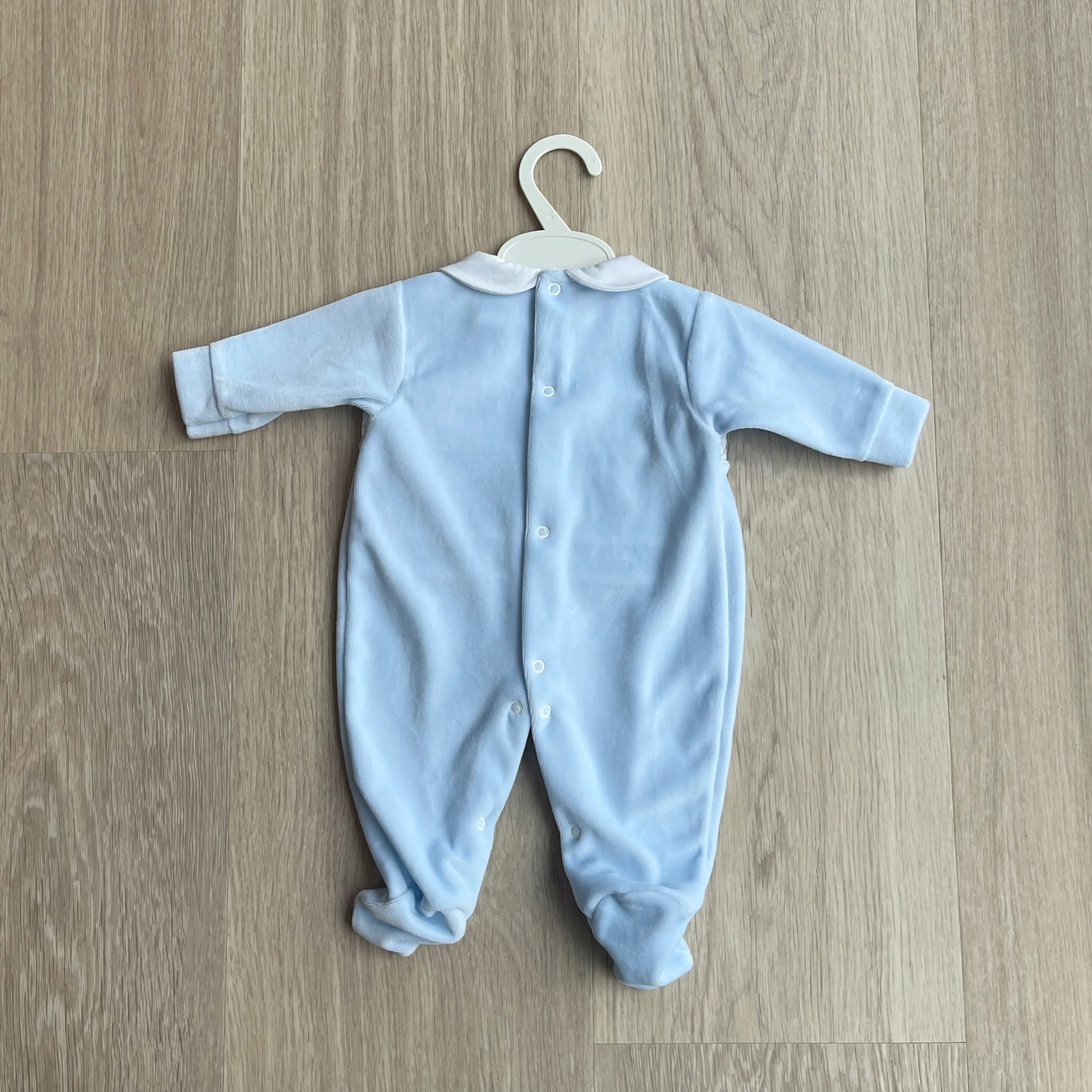 BLAKE Velour Mini Teddy Onesie in Blue sold by Talliah Rose UK product image thumbnail 3
