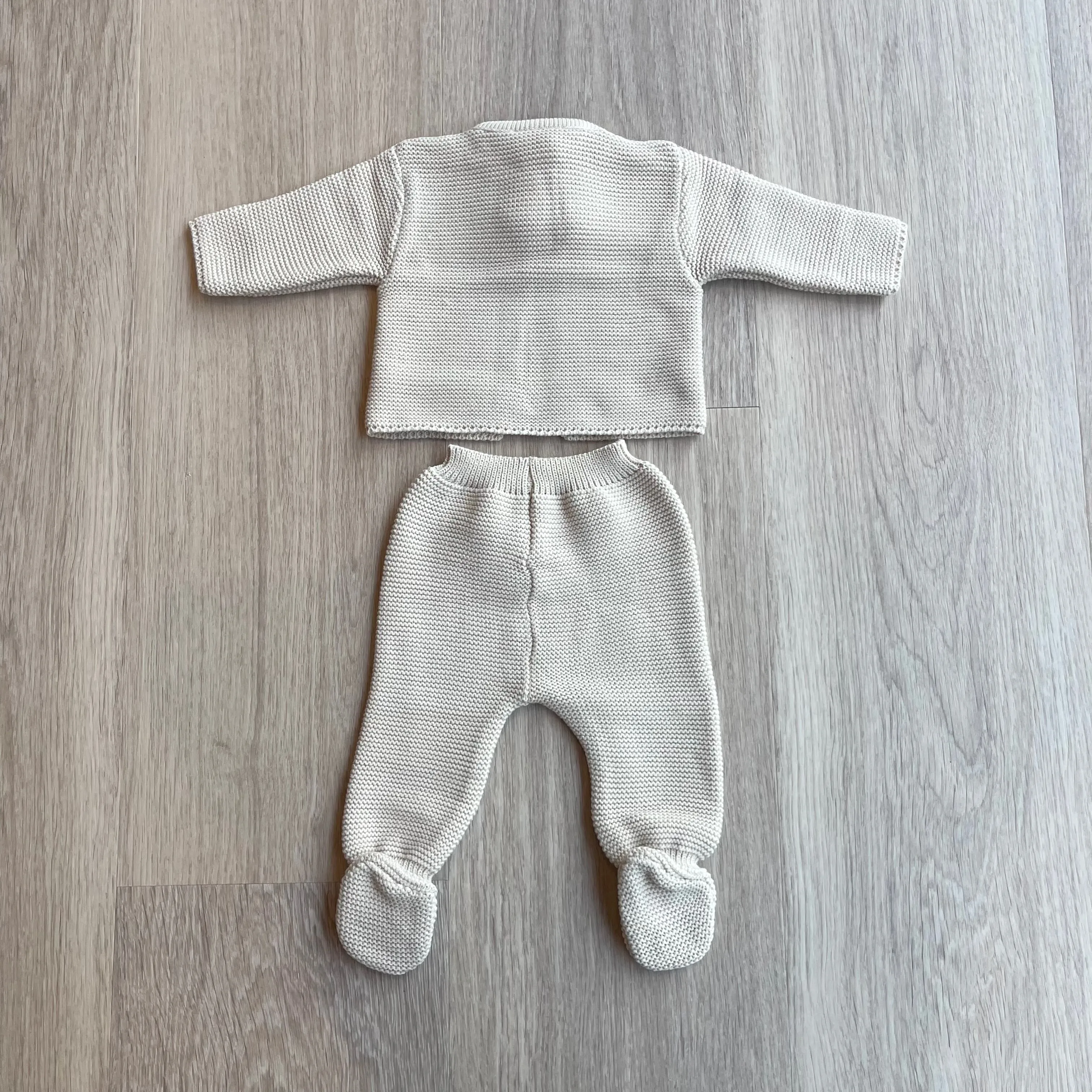 NOA Pom Pom Knitted Cardigan & Trouser Set in Beige sold by Talliah Rose UK product image thumbnail 3