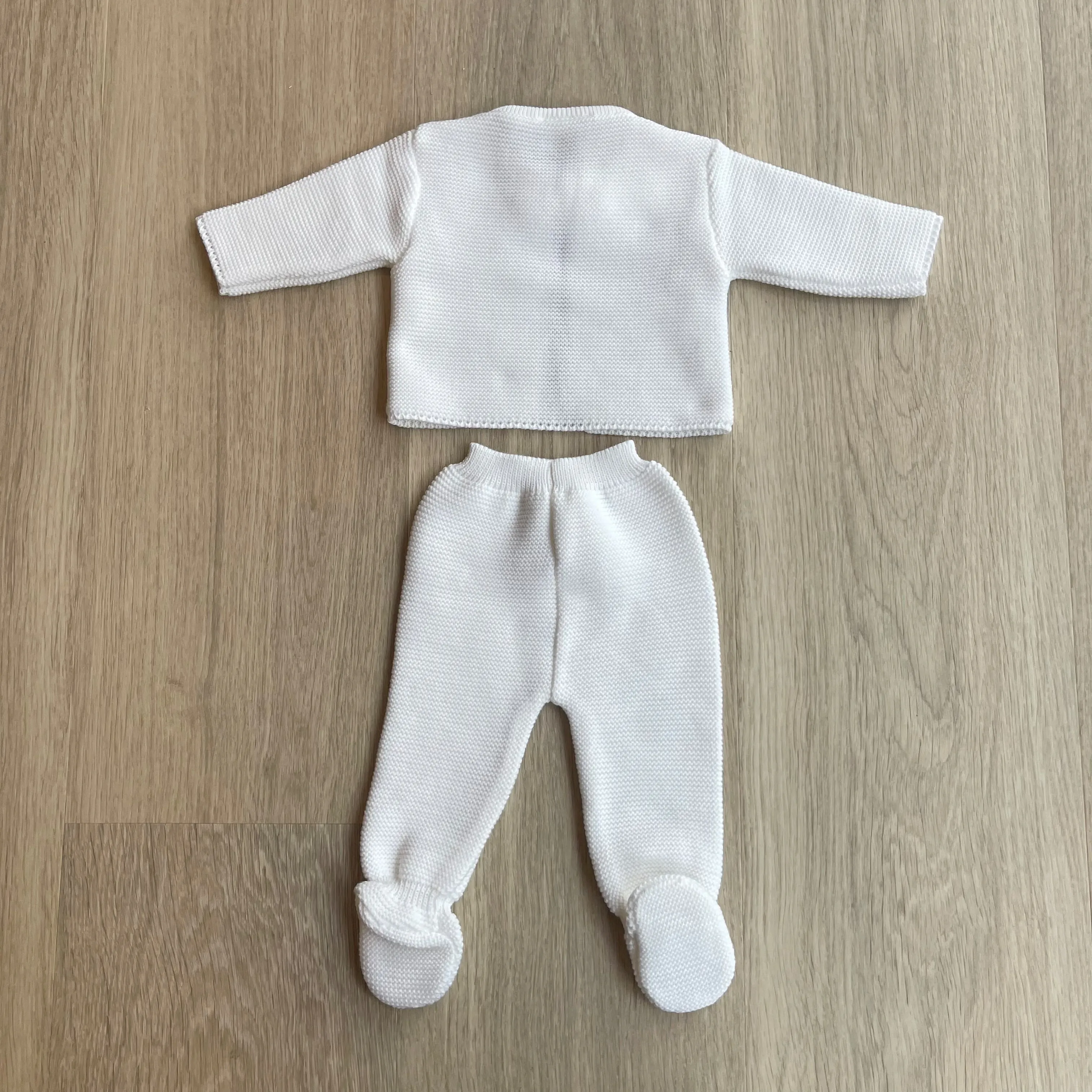 NOA Pom Pom Knitted Cardigan & Trouser Set in White sold by Talliah Rose UK product image thumbnail 3