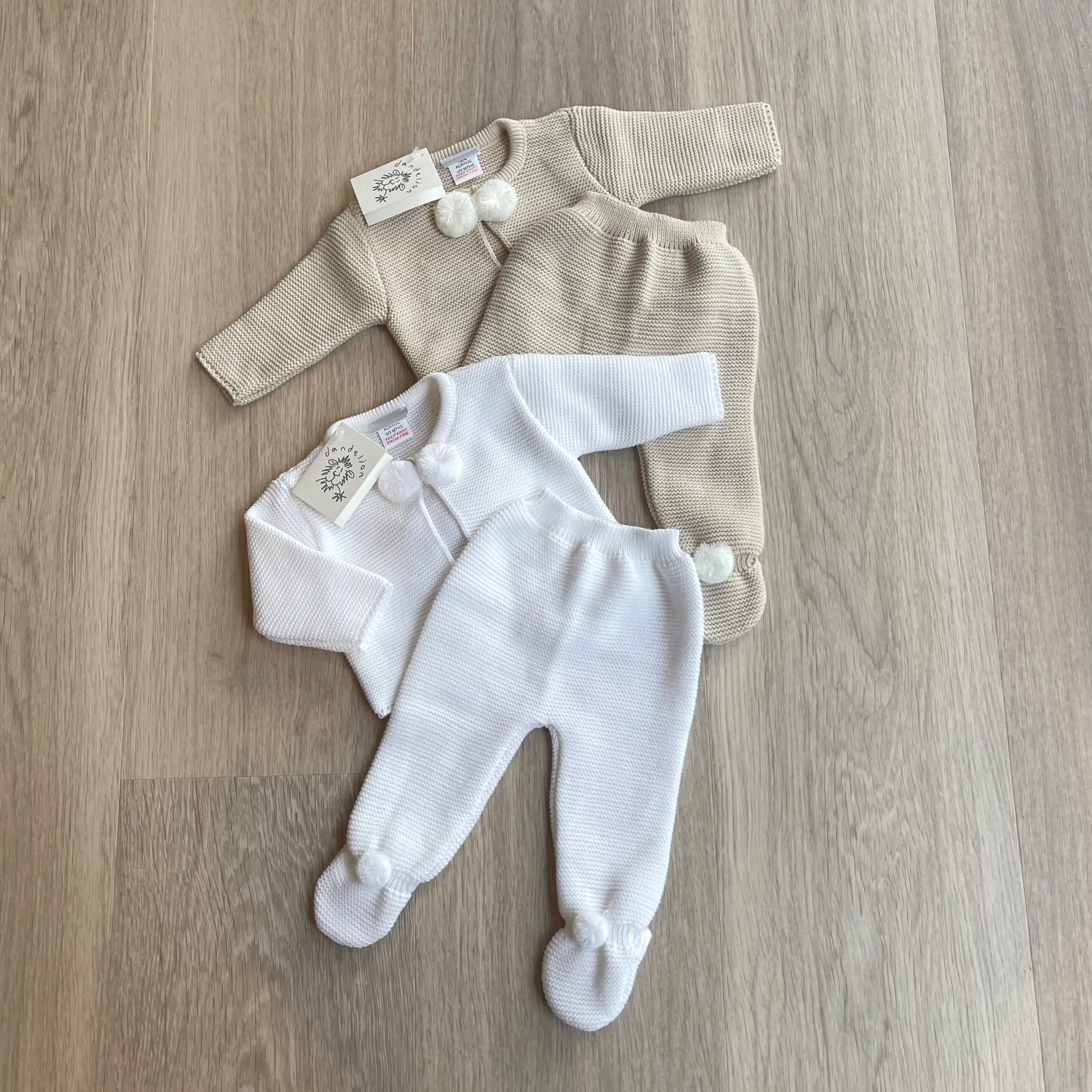 NOA Pom Pom Knitted Cardigan & Trouser Set in White sold by Talliah Rose UK product image thumbnail 4