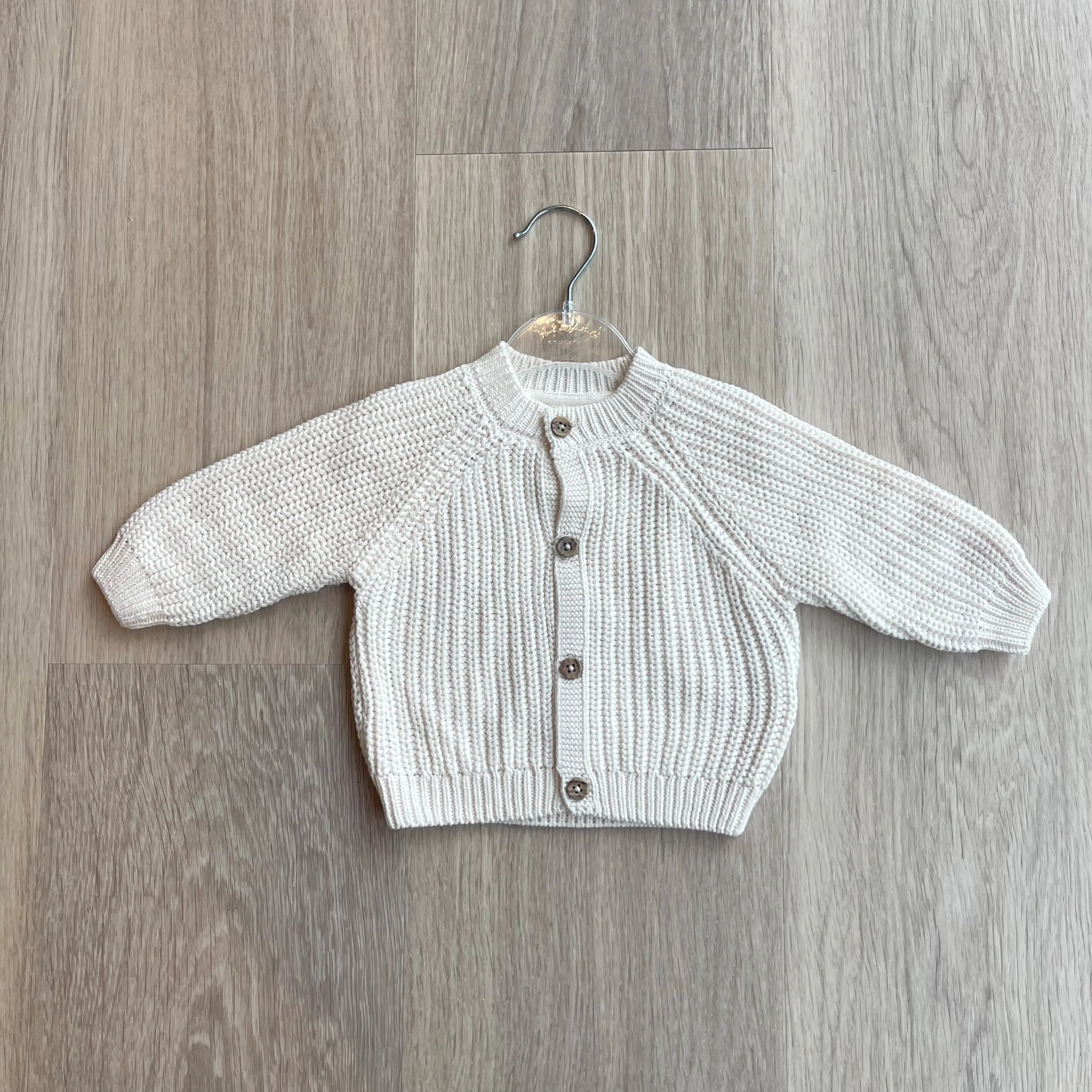 Hello Chunky Knit Cardigan in Cream sold by Talliah Rose UK product image thumbnail 3