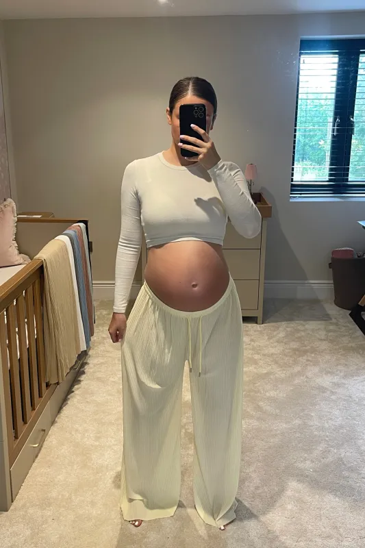 MAE Lightweight Crinkle Drawstring Trousers in Butter Yellow made by Talliah Rose UK