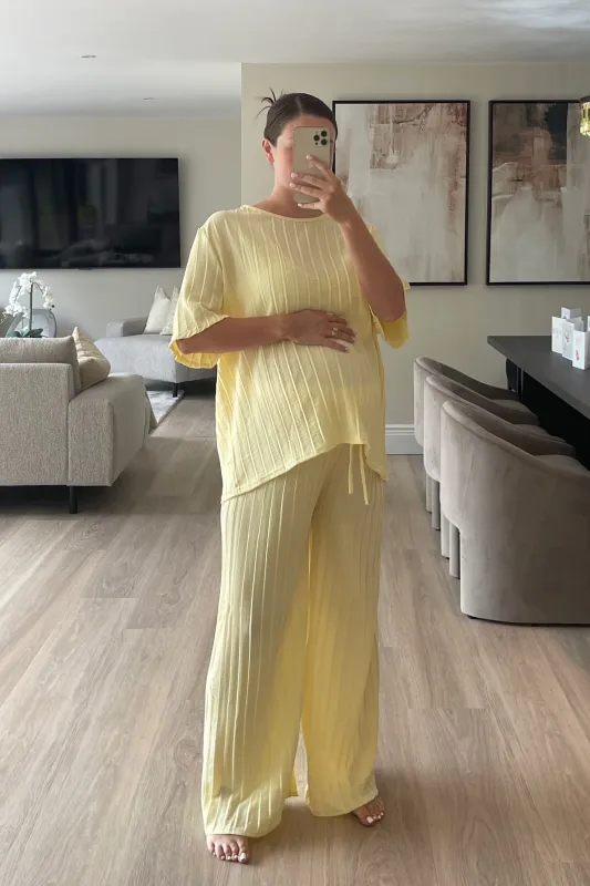 MYA Oversized Pleated Lounge Set in Lemon made by Talliah Rose UK
