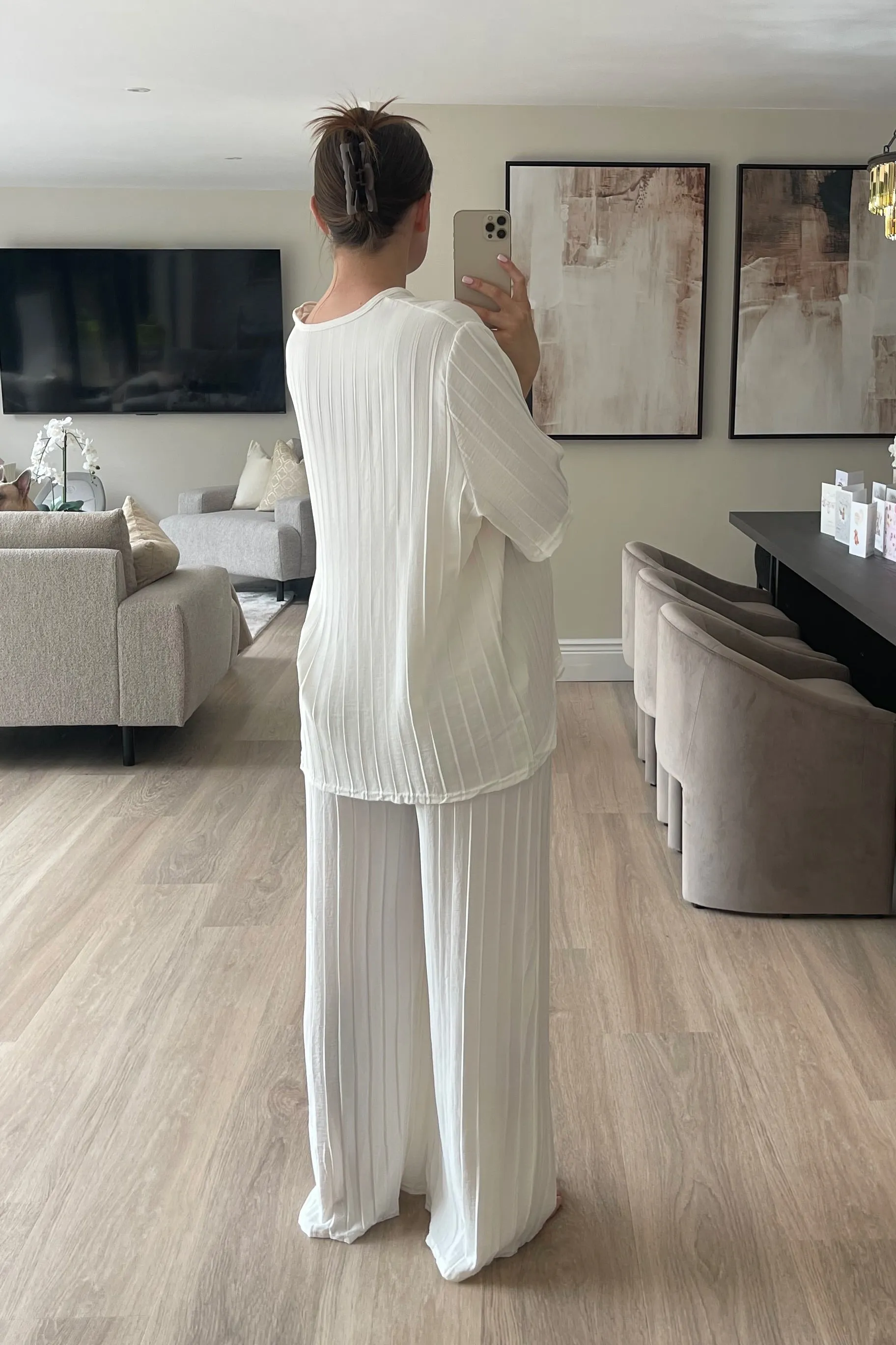 MYA Oversized Pleated Lounge Set in White sold by Talliah Rose UK product image thumbnail 2