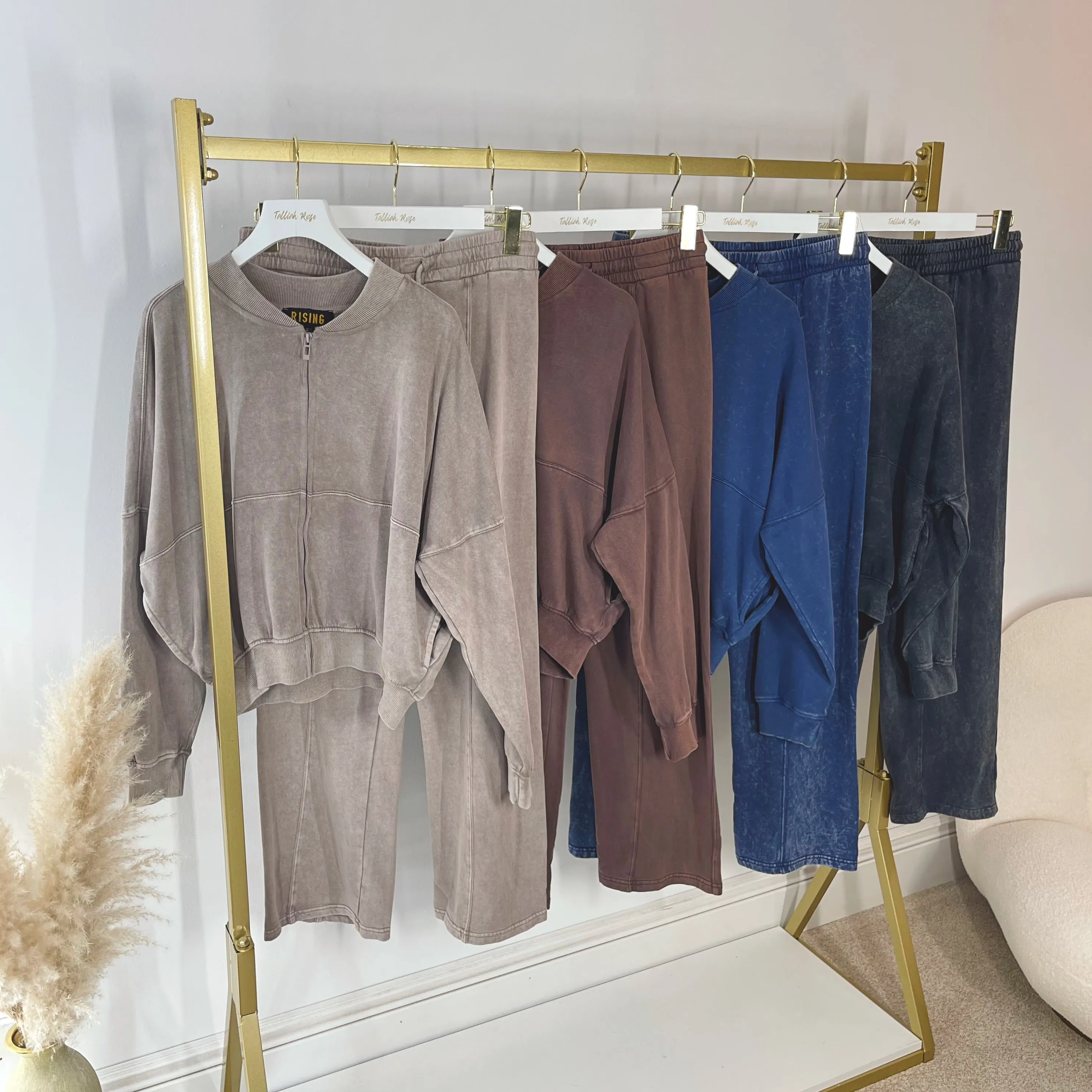 REMY Acid Wash Zip Bomber Jacket & Wide Leg Joggers Lounge Set sold by Talliah Rose UK product image thumbnail 2