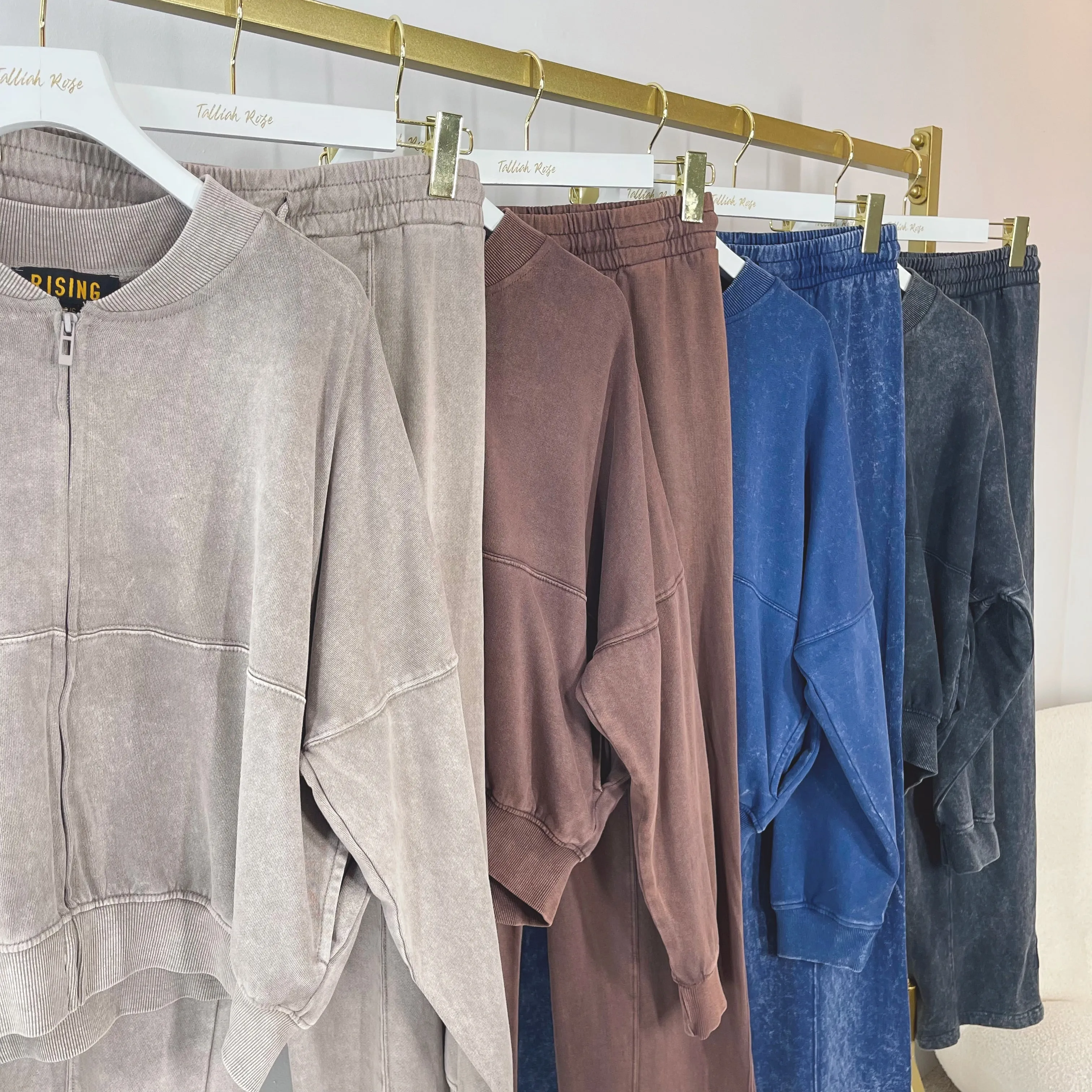 REMY Acid Wash Zip Bomber Jacket & Wide Leg Joggers Lounge Set sold by Talliah Rose UK product image thumbnail 3