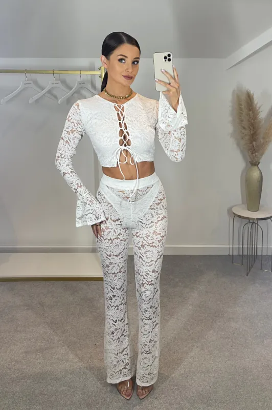 MATILDA Lace Trouser Co Ord (White) sold by Talliah Rose UK